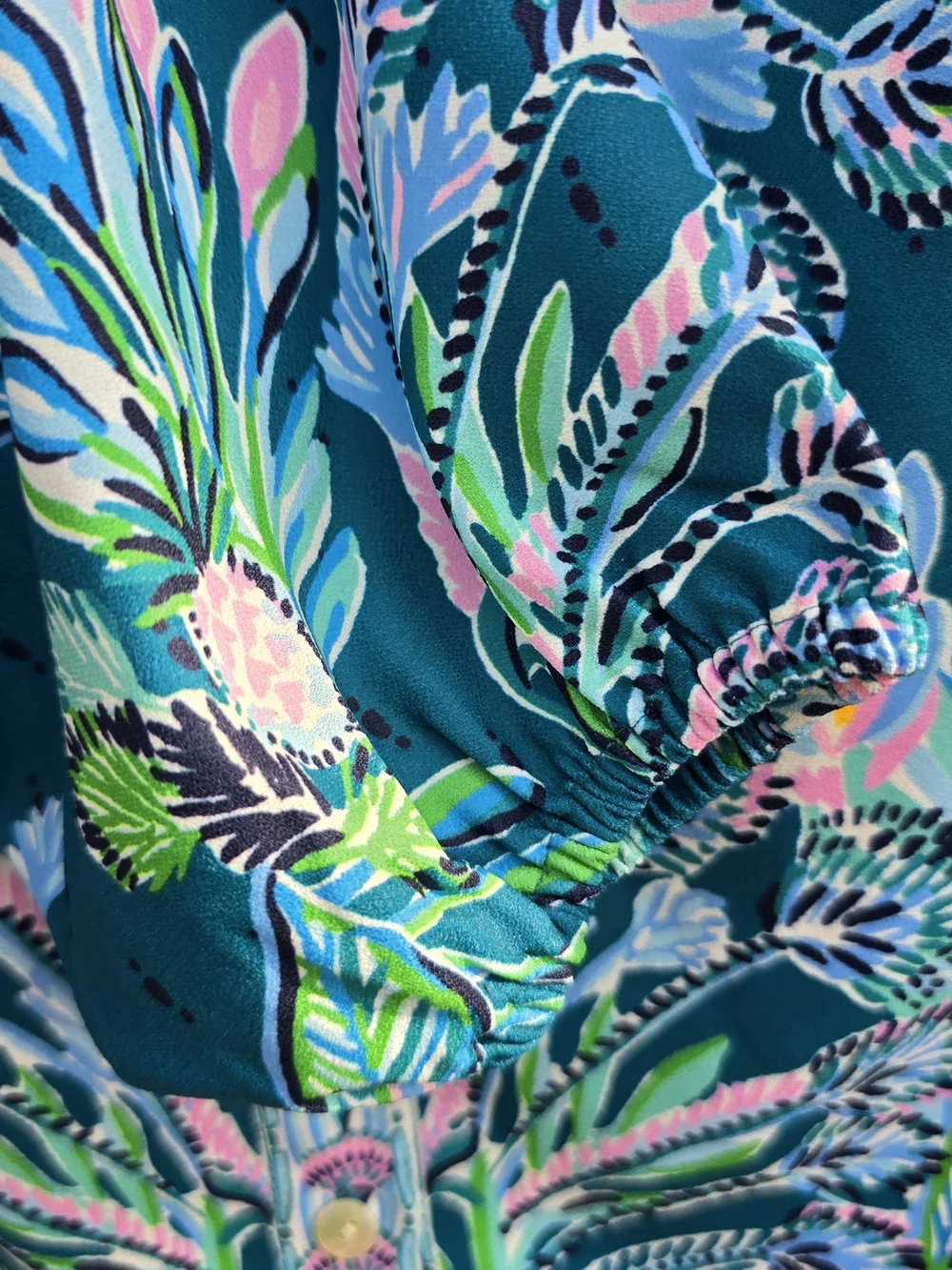 Lilly Pulitzer Womens Long Sleeve Colorful Pearl Buttons Blouse Top Size Small